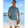 imageCOOFANDY Mens Casual Button Down Shirts Short Sleeve Textured Summer Beach ShirtDark Blue