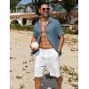 imageCOOFANDY Mens Casual Button Down Shirts Short Sleeve Textured Summer Beach ShirtDark Blue