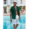 imageCOOFANDY Mens Casual Button Down Shirts Short Sleeve Textured Summer Beach ShirtDark Green