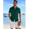 imageCOOFANDY Mens Casual Button Down Shirts Short Sleeve Textured Summer Beach ShirtDark Green