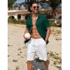imageCOOFANDY Mens Casual Button Down Shirts Short Sleeve Textured Summer Beach ShirtDark Green
