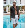 imageCOOFANDY Mens Casual Button Down Shirts Short Sleeve Textured Summer Beach ShirtDark Grey