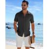 imageCOOFANDY Mens Casual Button Down Shirts Short Sleeve Textured Summer Beach ShirtDark Grey