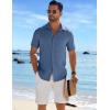 imageCOOFANDY Mens Casual Button Down Shirts Short Sleeve Textured Summer Beach ShirtDenim Blue