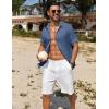 imageCOOFANDY Mens Casual Button Down Shirts Short Sleeve Textured Summer Beach ShirtDenim Blue