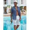 imageCOOFANDY Mens Casual Button Down Shirts Short Sleeve Textured Summer Beach ShirtDenim Blue