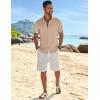 imageCOOFANDY Mens Casual Button Down Shirts Short Sleeve Textured Summer Beach ShirtKhaki