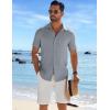 imageCOOFANDY Mens Casual Button Down Shirts Short Sleeve Textured Summer Beach ShirtLight Grey