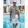 imageCOOFANDY Mens Casual Button Down Shirts Short Sleeve Textured Summer Beach ShirtLight Grey