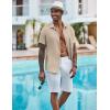 imageCOOFANDY Mens Casual Button Down Shirts Short Sleeve Textured Summer Beach ShirtLight Khaki
