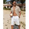 imageCOOFANDY Mens Casual Button Down Shirts Short Sleeve Textured Summer Beach ShirtLight Khaki