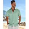imageCOOFANDY Mens Casual Button Down Shirts Short Sleeve Textured Summer Beach ShirtMint Green