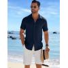 imageCOOFANDY Mens Casual Button Down Shirts Short Sleeve Textured Summer Beach ShirtNavy Blue