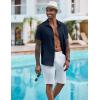 imageCOOFANDY Mens Casual Button Down Shirts Short Sleeve Textured Summer Beach ShirtNavy Blue