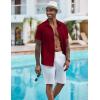 imageCOOFANDY Mens Casual Button Down Shirts Short Sleeve Textured Summer Beach ShirtRed