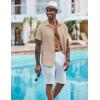 imageCOOFANDY Mens Casual Button Down Shirts Short Sleeve Textured Summer Beach ShirtStone