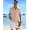 imageCOOFANDY Mens Casual Button Down Shirts Short Sleeve Textured Summer Beach ShirtStone