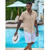 imageCOOFANDY Mens Casual Button Down Shirts Short Sleeve Textured Summer Beach ShirtStone