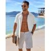 imageCOOFANDY Mens Casual Button Down Shirts Short Sleeve Textured Summer Beach ShirtWhite