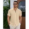 imageCOOFANDY Mens Casual Button Down Short Sleeve Shirts Summer Beach Wedding Shirt Vacation Cotton ShirtsBeige