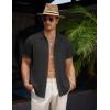 imageCOOFANDY Mens Casual Button Down Short Sleeve Shirts Summer Beach Wedding Shirt Vacation Cotton ShirtsBlack