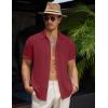 imageCOOFANDY Mens Casual Button Down Short Sleeve Shirts Summer Beach Wedding Shirt Vacation Cotton ShirtsBurgundy