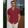 imageCOOFANDY Mens Casual Button Down Short Sleeve Shirts Summer Beach Wedding Shirt Vacation Cotton ShirtsBurgundy