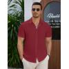 imageCOOFANDY Mens Casual Button Down Short Sleeve Shirts Summer Beach Wedding Shirt Vacation Cotton ShirtsBurgundy