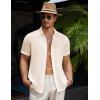 imageCOOFANDY Mens Casual Button Down Short Sleeve Shirts Summer Beach Wedding Shirt Vacation Cotton ShirtsChampagne