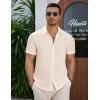 imageCOOFANDY Mens Casual Button Down Short Sleeve Shirts Summer Beach Wedding Shirt Vacation Cotton ShirtsChampagne