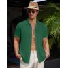imageCOOFANDY Mens Casual Button Down Short Sleeve Shirts Summer Beach Wedding Shirt Vacation Cotton ShirtsEvergreen