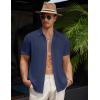 imageCOOFANDY Mens Casual Button Down Short Sleeve Shirts Summer Beach Wedding Shirt Vacation Cotton ShirtsGray Blue