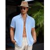 imageCOOFANDY Mens Casual Button Down Short Sleeve Shirts Summer Beach Wedding Shirt Vacation Cotton ShirtsLight Blue