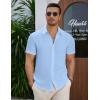 imageCOOFANDY Mens Casual Button Down Short Sleeve Shirts Summer Beach Wedding Shirt Vacation Cotton ShirtsLight Blue