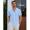 imageCOOFANDY Mens Casual Button Down Short Sleeve Shirts Summer Beach Wedding Shirt Vacation Cotton ShirtsLight Blue