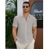 imageCOOFANDY Mens Casual Button Down Short Sleeve Shirts Summer Beach Wedding Shirt Vacation Cotton ShirtsLight Gray