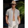 imageCOOFANDY Mens Casual Button Down Short Sleeve Shirts Summer Beach Wedding Shirt Vacation Cotton ShirtsLight Gray