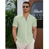 imageCOOFANDY Mens Casual Button Down Short Sleeve Shirts Summer Beach Wedding Shirt Vacation Cotton ShirtsLight Green
