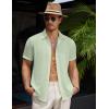 imageCOOFANDY Mens Casual Button Down Short Sleeve Shirts Summer Beach Wedding Shirt Vacation Cotton ShirtsLight Green