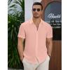 imageCOOFANDY Mens Casual Button Down Short Sleeve Shirts Summer Beach Wedding Shirt Vacation Cotton ShirtsLight Pink