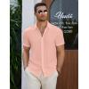 imageCOOFANDY Mens Casual Button Down Short Sleeve Shirts Summer Beach Wedding Shirt Vacation Cotton ShirtsLight Pink