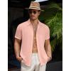 imageCOOFANDY Mens Casual Button Down Short Sleeve Shirts Summer Beach Wedding Shirt Vacation Cotton ShirtsLight Pink