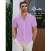 imageCOOFANDY Mens Casual Button Down Short Sleeve Shirts Summer Beach Wedding Shirt Vacation Cotton ShirtsLilac