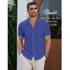 imageCOOFANDY Mens Casual Button Down Short Sleeve Shirts Summer Beach Wedding Shirt Vacation Cotton ShirtsNavy Blue