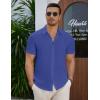 imageCOOFANDY Mens Casual Button Down Short Sleeve Shirts Summer Beach Wedding Shirt Vacation Cotton ShirtsNavy Blue