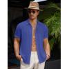 imageCOOFANDY Mens Casual Button Down Short Sleeve Shirts Summer Beach Wedding Shirt Vacation Cotton ShirtsNavy Blue