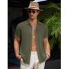 imageCOOFANDY Mens Casual Button Down Short Sleeve Shirts Summer Beach Wedding Shirt Vacation Cotton ShirtsOlive Drab