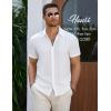 imageCOOFANDY Mens Casual Button Down Short Sleeve Shirts Summer Beach Wedding Shirt Vacation Cotton ShirtsWhite