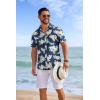 imageCOOFANDY Mens Hawaiian Shirts Short Sleeve Tropical Button Down Shirts Floral Summer Beach ShirtBlack  White Leaf