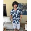 imageCOOFANDY Mens Hawaiian Shirts Short Sleeve Tropical Button Down Shirts Floral Summer Beach ShirtBlack  White Leaf